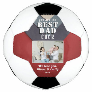 Modern Best Dad Red Blue Family Photo  Football