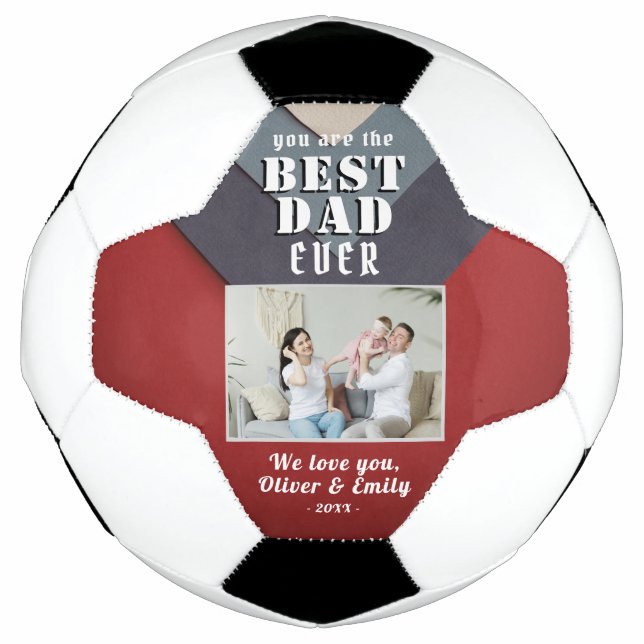 Modern Best Dad Red Blue Family Photo  Football (Front)