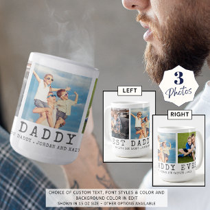 Modern BEST DADDY EVER 3 Photos Personalised Coffee Mug