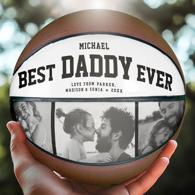 Modern BEST DADDY EVER Cool Trendy Photo Collage Basketball (Creator Uploaded)