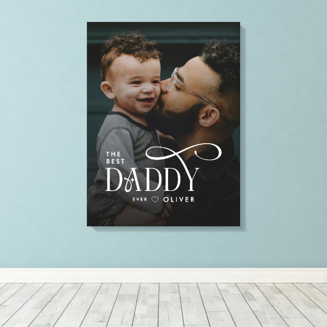 Modern Best Daddy Ever Photo Personalized Canvas (Insitu(Wood Floor))