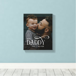 Modern Best Daddy Ever Photo Personalized Canvas Print