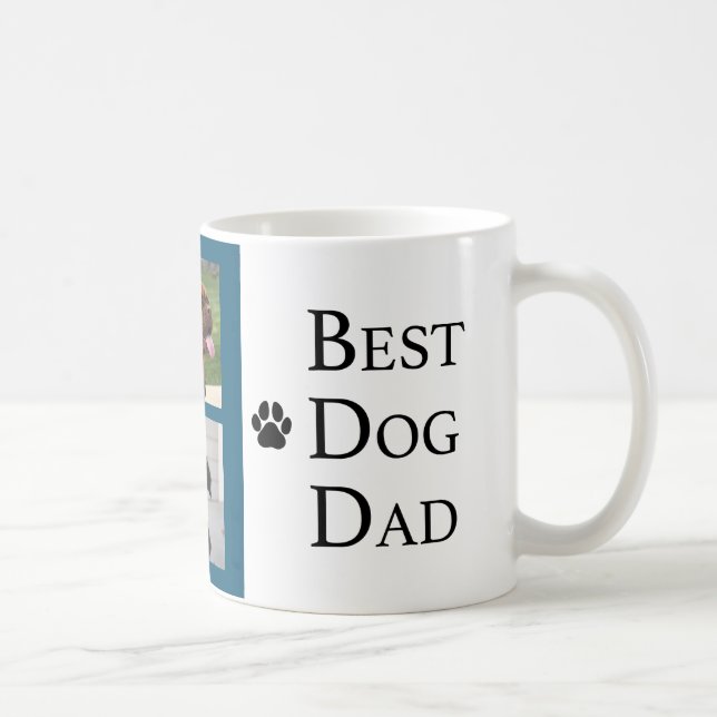 Modern Best Dog Dad 4 Photo Coffee Mug (Right)