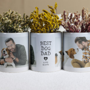 Modern "Best Dog Dad" Paw In Heart 2-Photo Coffee Mug