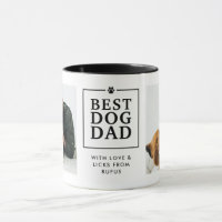 Modern "Best Dog Dad" Paw Print 2-Photo Mug