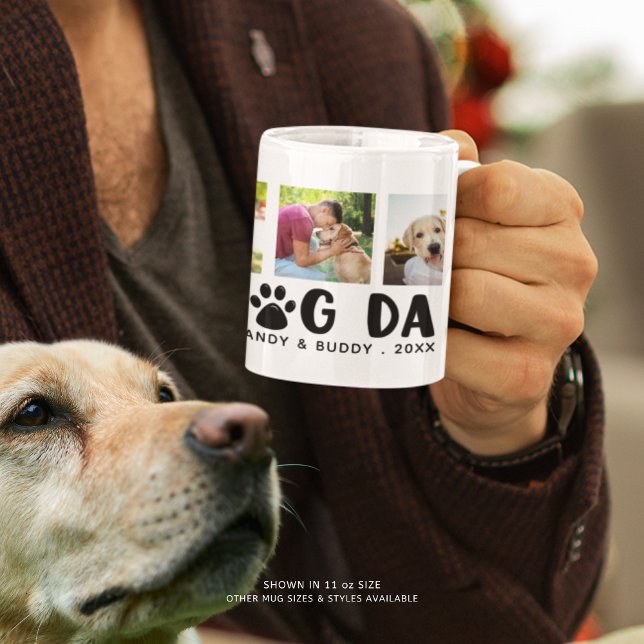 Modern BEST DOG DAD Paw Print Photo Collage Coffee Mug (Creator Uploaded)