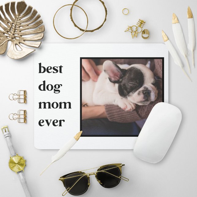 Modern Best Dog Mum Ever Quote Photo Mouse Mat (Creator Uploaded)