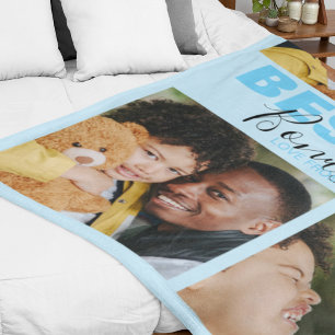 Modern Best Ever Bonus Dad   Photo Collage  Fleece Blanket