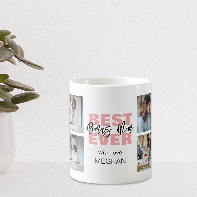 Modern Best Ever Bonus Mum | Photo Collage Coffee Mug (Creator Uploaded)