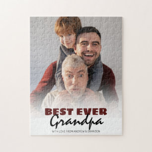 Modern Best Ever Grandpa   Photo Jigsaw Puzzle