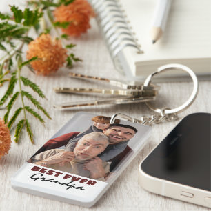 Modern Best Ever Grandpa Photo Keychain