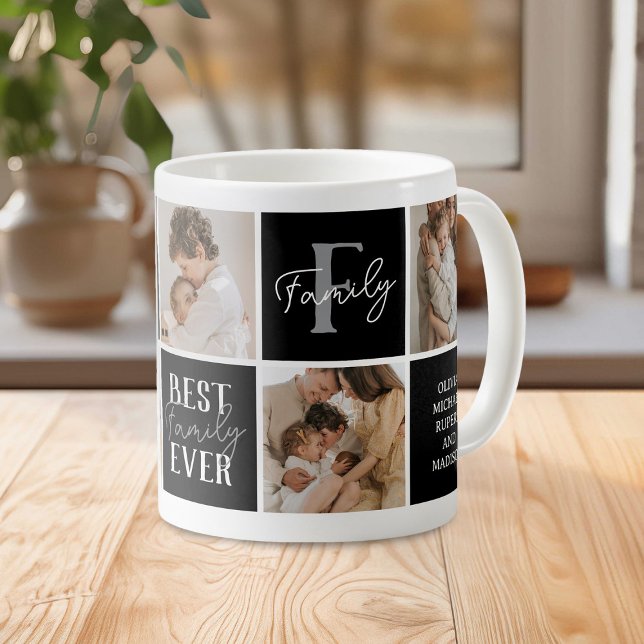 Modern Best Family Ever 5 Photo Collage Coffee Mug (Creator Uploaded)