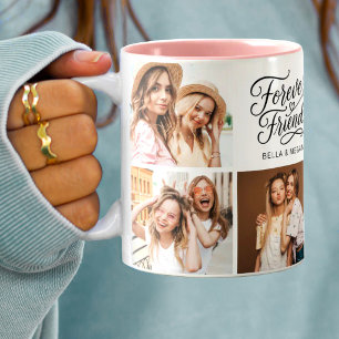 Modern Best Friend BFF Script photo Two-Tone Coffee Mug