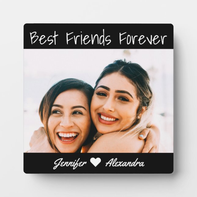 Modern Best Friend Forever Custom Photo & Names  Plaque (Front)