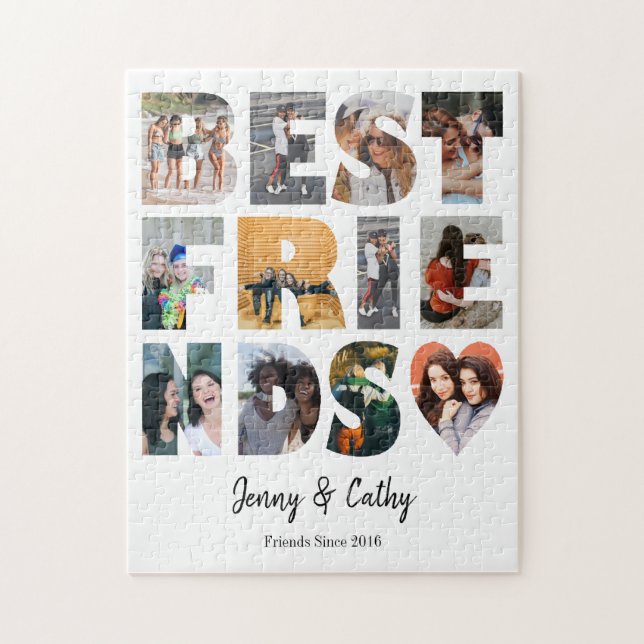 Modern Best Friends 12 Photo Collage Besties BFF Jigsaw Puzzle (Vertical)