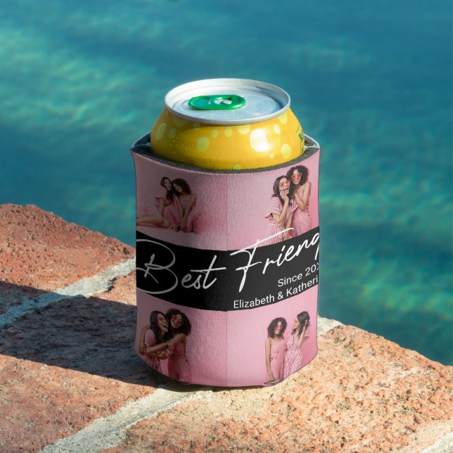 Modern Best Friends 4 Photo Collage Gift Can Cooler (In Situ Pool)