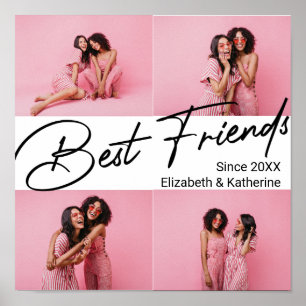 Modern Best Friends 4 Photo Collage Gift Poster