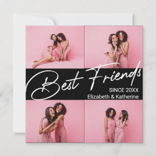 Modern Best Friends 4 Photo Collage Gift Thank You Card