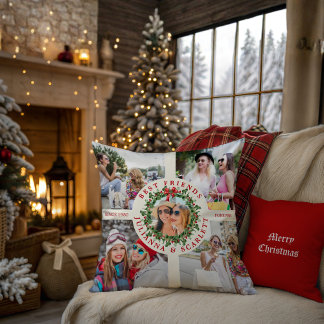 Modern Best Friends 5 Photo Collage Besties Throw Cushion