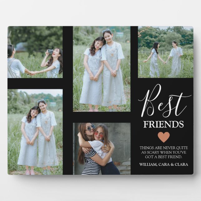 Modern Best Friends 5 Photo Collage  Plaque (Front)