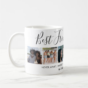 Modern Best Friends 6 Photo Collage Script Quote Coffee Mug