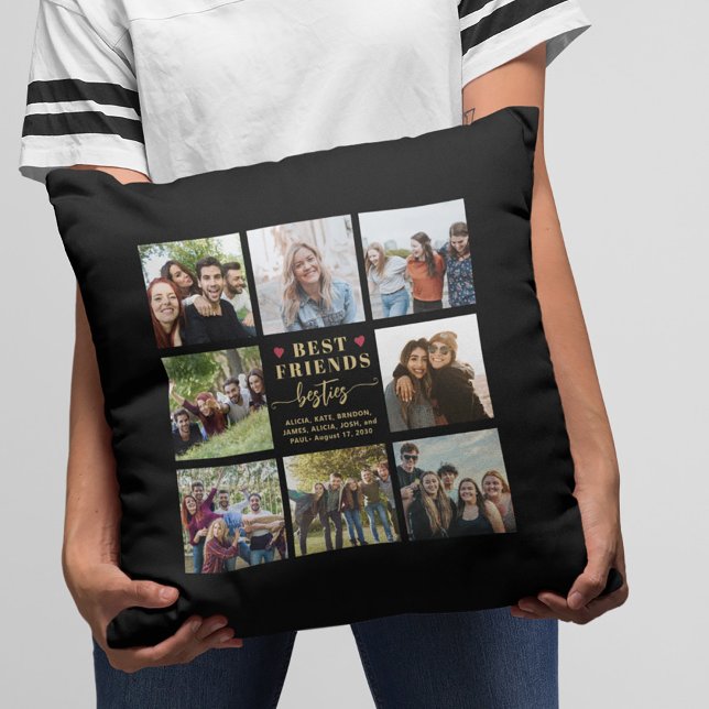 Modern best friends 8 photo collage keepsake cushion (Creator Uploaded)