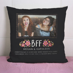 Modern Best Friends Besties Photo Throw Pillow