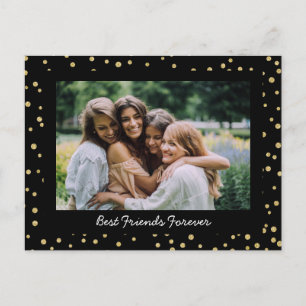 Modern Best Friends BFF Besties Photo Black Gold Postcard