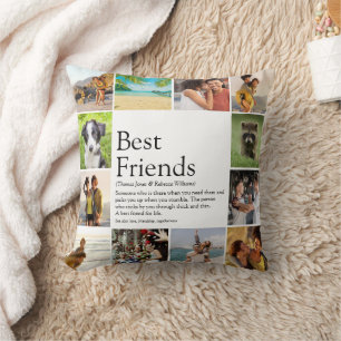 Modern Best Friends Definition Photo Collage Cushion