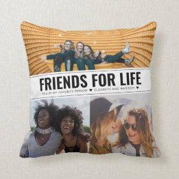 Modern Best Friends For Life BFF Besties 3 Photo Cushion