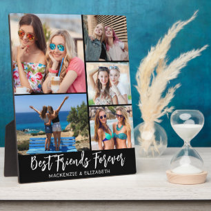 Modern BEST FRIENDS FOREVER 5 Photo Collage Plaque