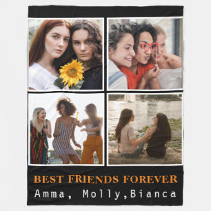 Modern Best Friends Forever Photo Collage   Bestie Fleece Blanket
