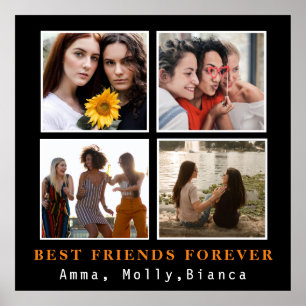 Modern Best Friends Forever Photo Collage   Bestie Poster
