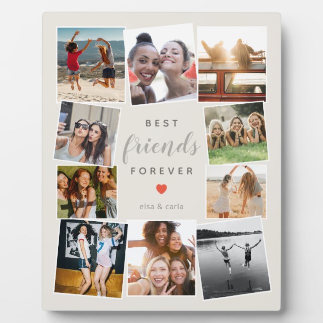 Modern Best Friends Forever Photo Collage Bff Best Plaque (Front)