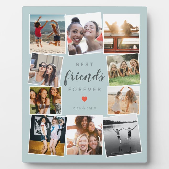 Modern Best Friends Forever Photo Collage Bff Best Plaque (Front)