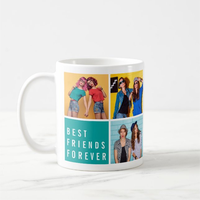 Modern Best Friends Forever Photo Collage Coffee Mug (Left)