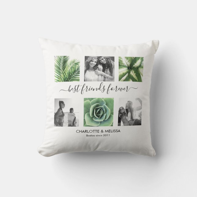 Modern best friends forever photo collage cushion (Front)