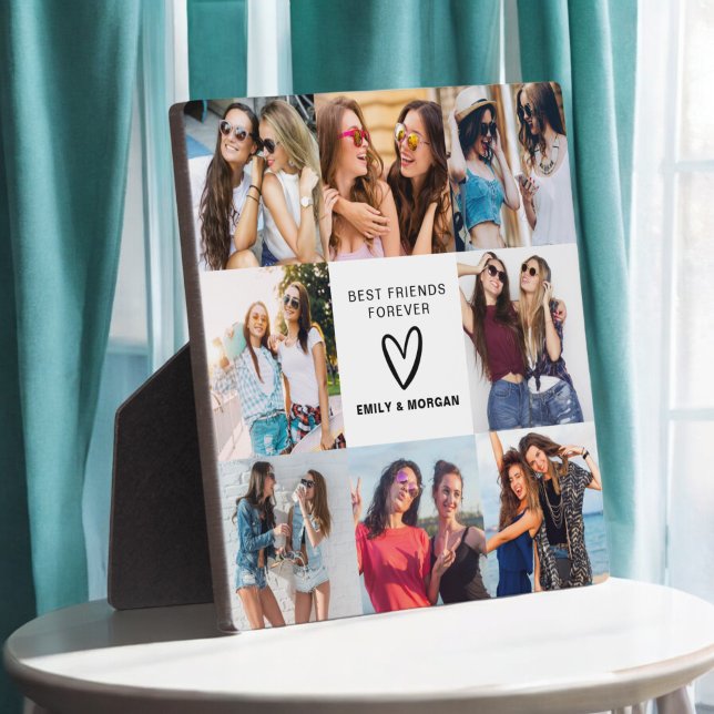 Modern Best Friends Forever Photo Collage Names Plaque (Creator Uploaded)