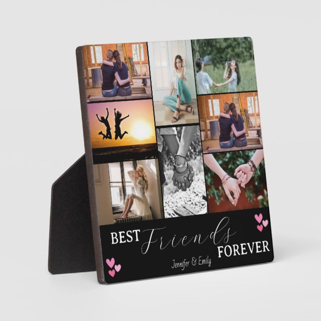 Modern BEST FRIENDS FOREVER Photo Collage Plaque (Front)