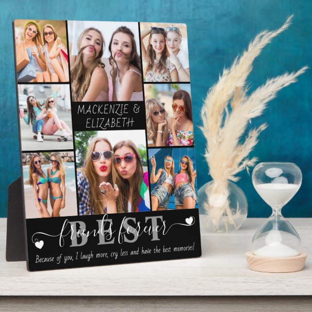 Modern BEST FRIENDS FOREVER Saying 8 Photo Plaque (Side)