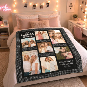 Modern Best Friends Forever Stylish Photo Collage Fleece Blanket