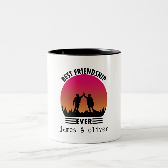 Modern Best Friends Forever typography Two-Tone Coffee Mug (Center)