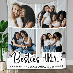 Modern Best Friends Personalised Chic 4 Photos Fleece Blanket