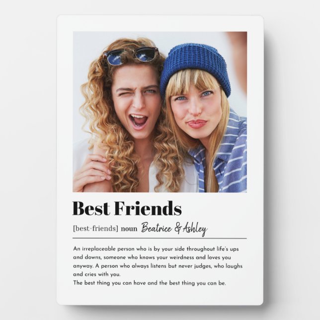 Modern Best friends photo block, Bestie display Plaque (Front)