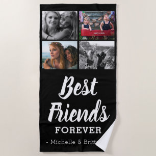 Modern Best Friends Photo Collage Beach Towel