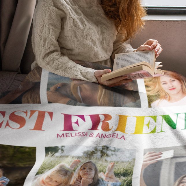 Modern Best Friends Photo Collage Fleece Blanket (Creator Uploaded)