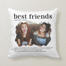 Modern Best Friends Photo Dictionary Definition Cushion