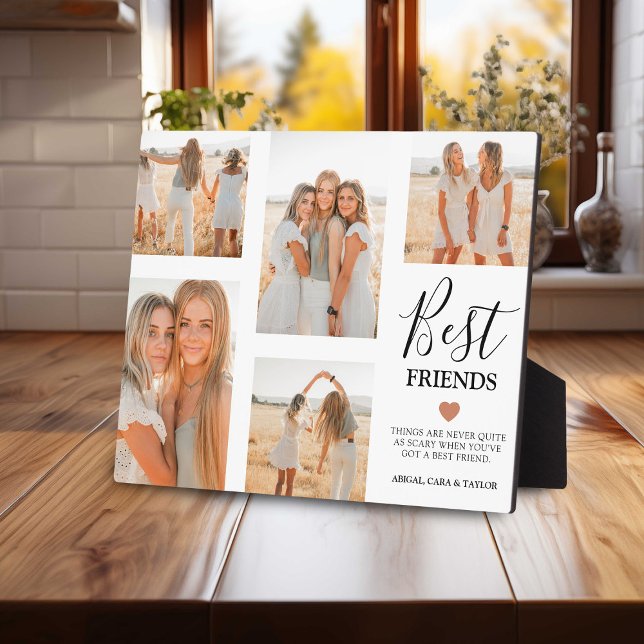 Modern Best Friends Photo Grid Keepsake Gift Plaque (Creator Uploaded)