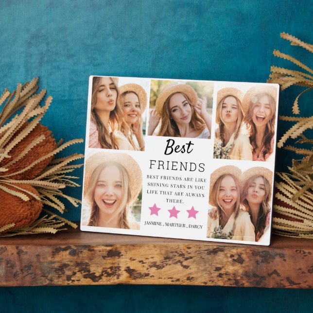 Modern Best Friends Photo Grid Keepsake Gift Plaque (Side)