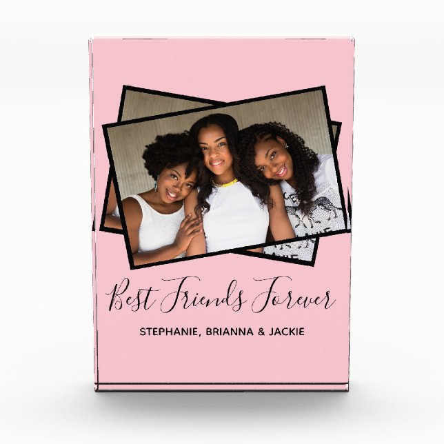 Modern Best Friends Photo Personalised Pink Photo  (Front)